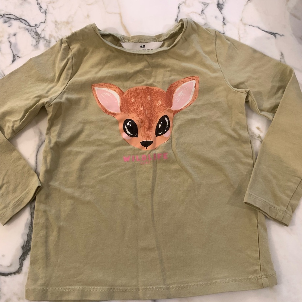Girls 2-4y H&M Green Long Sleeve Tee EUC